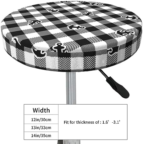 Anchor Black Tartan Plaid Bar Stool Cover 14 Inch