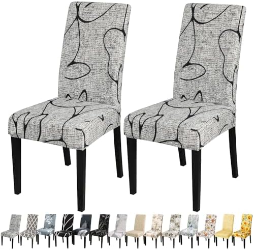 JQinHome Dining Chair Covers Set of 2 Lotus Gray 1