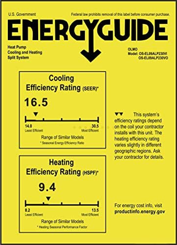 OLMO 9000 BTU Ductless Mini Split AC Heat Pump Wall Mount Single Zone