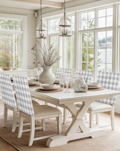 Yelstontyle Dining Chair Back Covers Pack of 6 Stretch Removable Washable