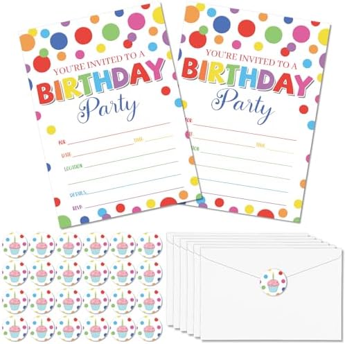 30 Pack Party Invitations with Envelopes and Labels