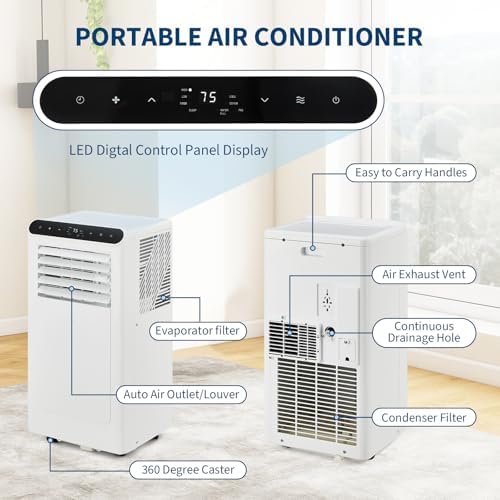 MilleLoom Portable Air Conditioner 8000 BTU White
