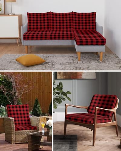Red and Black Buffalo Plaid Sofa Cushion Cover