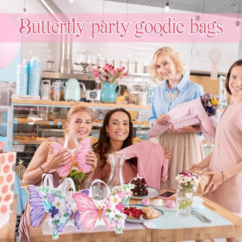 Silkfly 24 Pcs Colorful Butterfly Tote Bags
