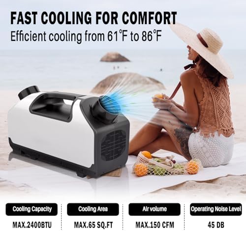 Bailigo 24V DC Portable AC for Camping 2900BTU Quiet 4 Modes