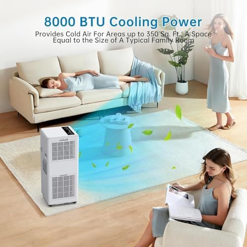 8000 BTU Portable AC Unit with Remote Dehumidifier Fan Modes