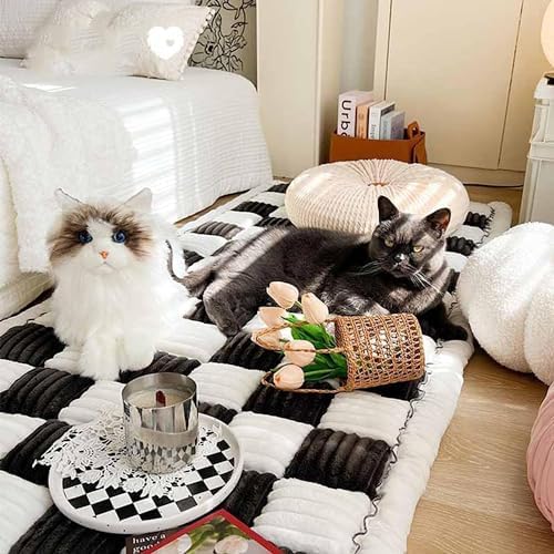DECHEENG Funny Fuzzy Couch Cover with Plaid Pattern