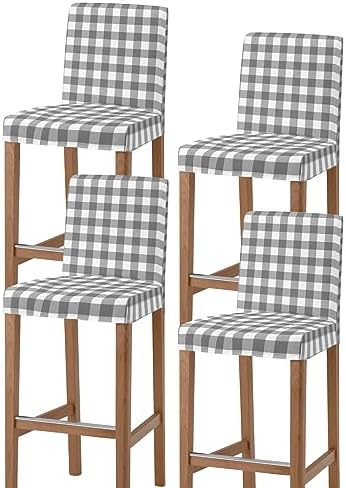 Gray Buffalo Check Bar Stool Covers Set of 4