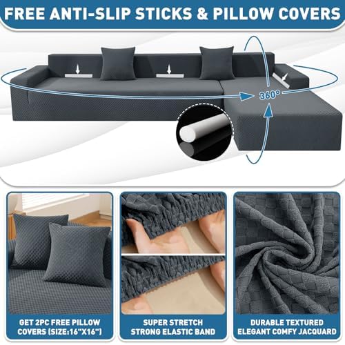 ZNSAYOTX Plaid Sectional Couch Covers for L-Shape Sofa