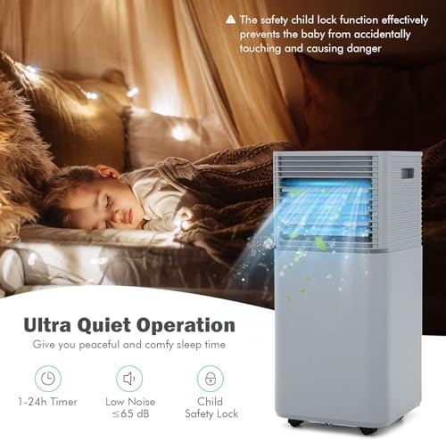 DORTALA 8000 BTU Portable Air Conditioner with Dehumidifier and Remote Control Grey