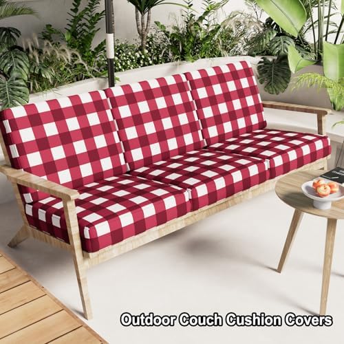 Hyha Red White Plaid Sofa Slipcover Cushion Covers