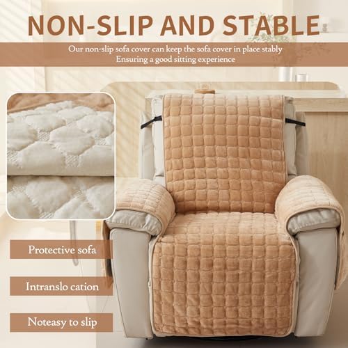 Plush Recliner Slipcover 30 Inches Washable Chair Cover for Lazy Boy Furniture