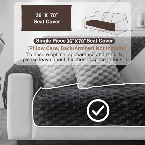 Soft Plush Faux Fur Couch Cover 36x70 Black