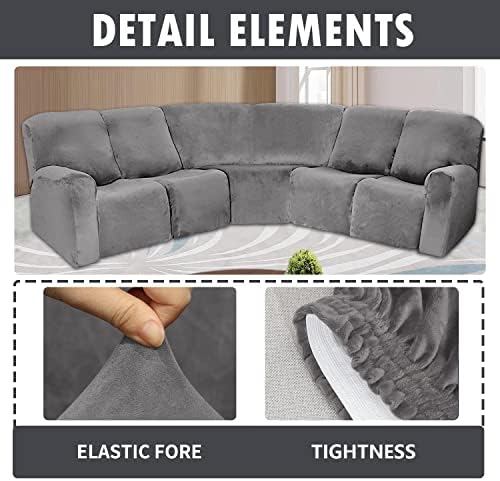 LiveGo L Shape Velvet Stretch Recliner Sofa Cover