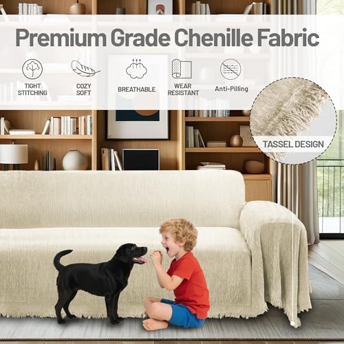 100 Waterproof L Shape Sectional Sofa Cover with Tassels