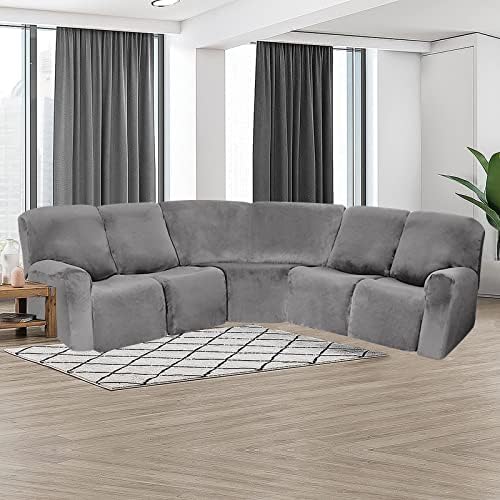 LiveGo L Shape Velvet Stretch Recliner Sofa Cover