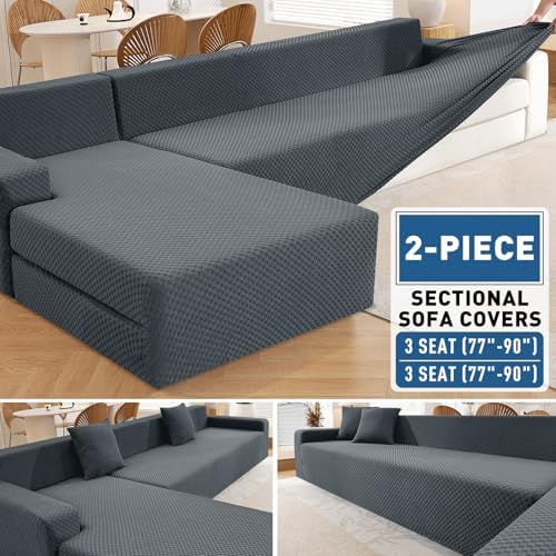 ZNSAYOTX Plaid Sectional Couch Covers for L-Shape Sofa