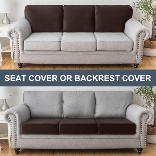 Taque 3-Piece Stretch Velvet Sofa Cushion Cover Set