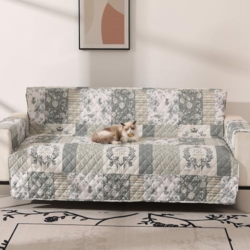Skidproof Sofa Cover - Grey Bird Pattern for Pet and Kids Protection