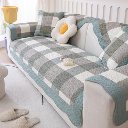 Green Buffalo Check Cotton Sofa Cover for Dogs and Cats