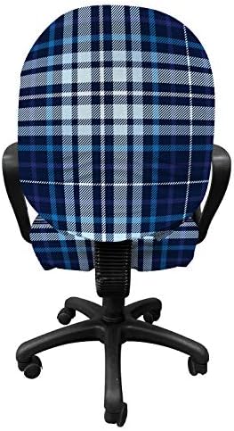 Ambesonne Navy Plaid Office Chair Slipcover Set