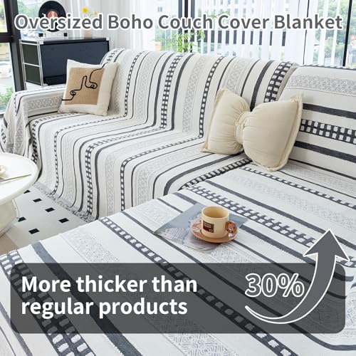 Striped Couch Cover Blankets Boho Style for Sofa and Recliner