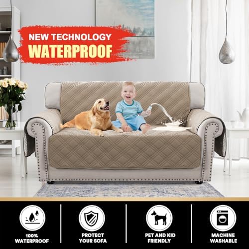 PrinceDeco Waterproof Loveseat Covers 48 Inch Taupe 1
