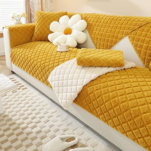 Vctops Plaid Sherpa Fleece Sofa Cover for Dogs and Kids