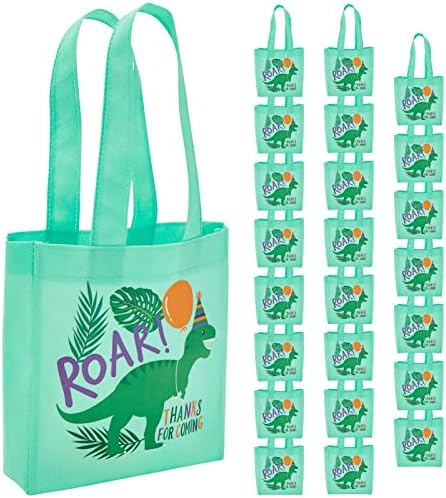 Blue Panda 24-Pack Dinosaur Tote Bags with Handles 1