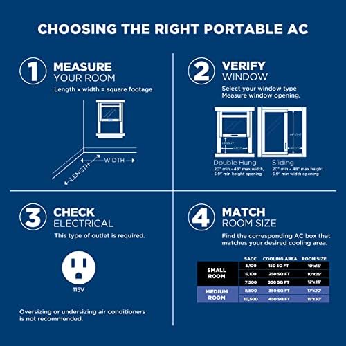 GE 6100 BTU Portable AC with Dehumidifier and Remote Control White