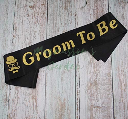 Magnussons Garden Groom Sash - Black and Gold Satin