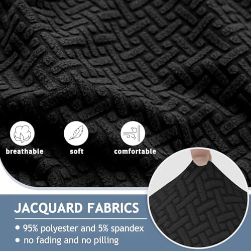 ALIECOM Stretchable L Shape Sofa Slipcover Cover with Elastic Bottom Black X-Large