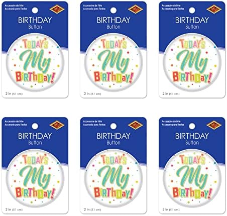 Beistle 6 Piece Birthday Button Badges with Pin Backs