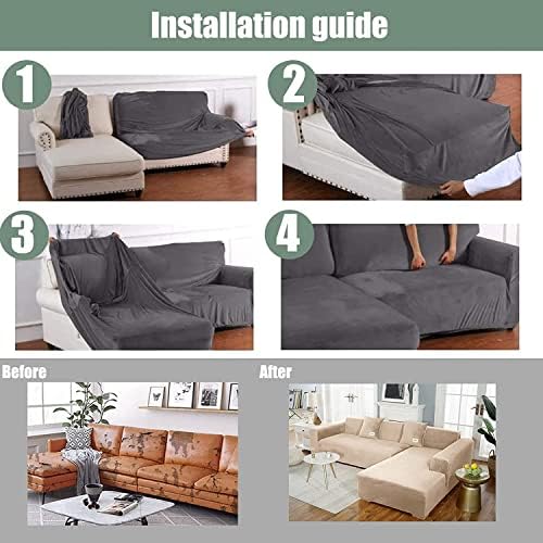 L U Shape Sofa Cover with Elastic Bottom and Stretch Design
