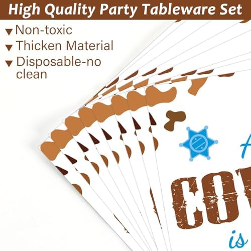 Gisgfim 96Pcs Western Cowboy Party Tableware Set