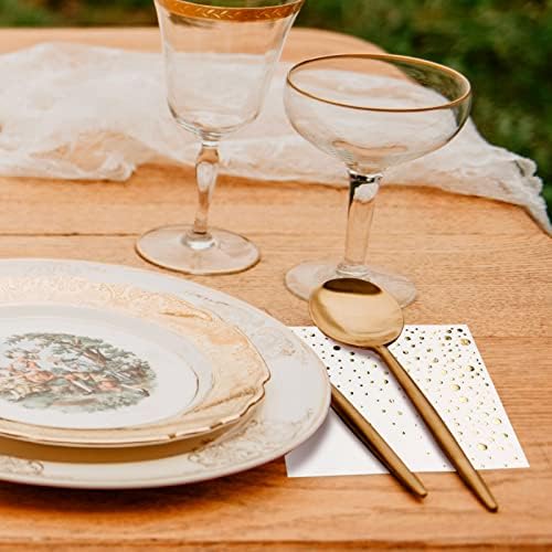 Stylish White and Gold Napkins for Party 1