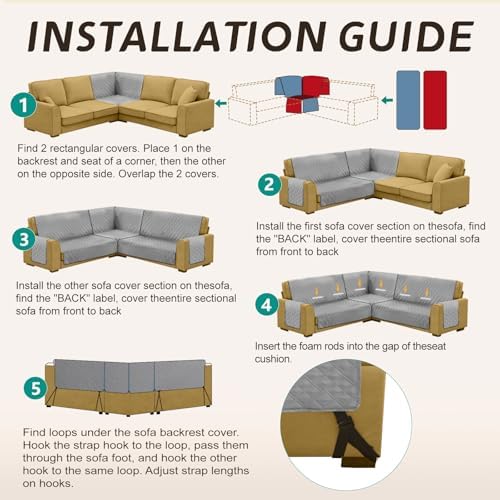 Arfntevss U Shaped Sofa Cover for Sectional Couch Pet Protector