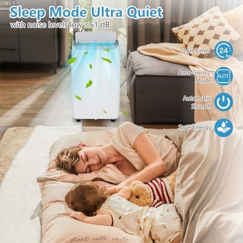 14000 BTU Portable AC Unit 3-in-1 Cool Fan Dehumidifier