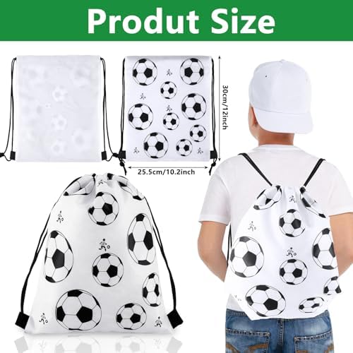 24 Pack Soccer Drawstring Backpacks