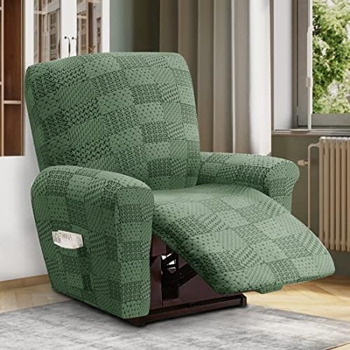 vctops 4 Piece Geometric Plaid Recliner Slipcover Set