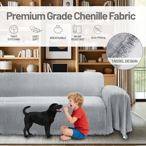 100 Waterproof Sectional Couch Cover L Shape with Tassel
