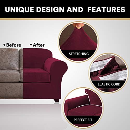 PrinceDeco Velvet Plush Sofa Slipcover 3 Piece Set