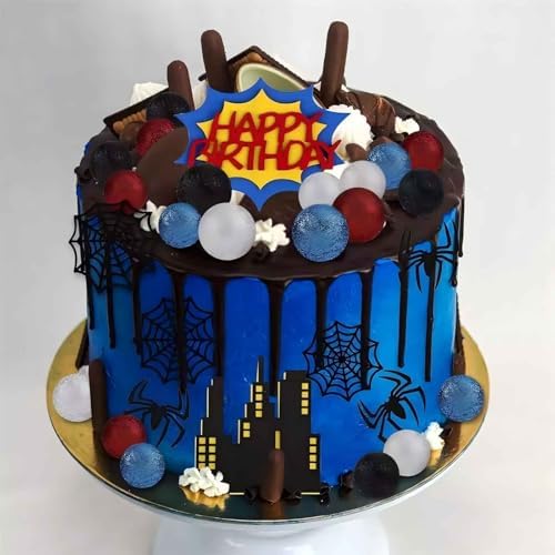 28pcs Spider Themed Birthday Cake Toppers