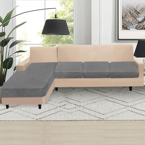 Velvet Sectional Couch Covers 4 Piece Set for L Shape Sofa