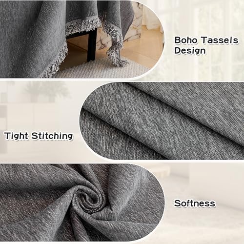 MYSKY HOME 2 Piece Sofa Cover for Sectional Dark Grey