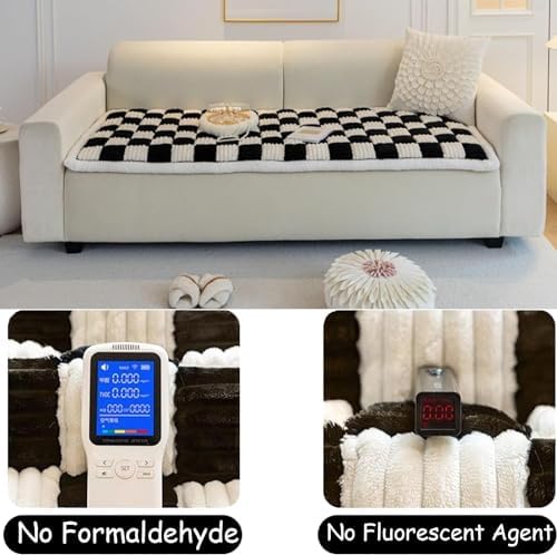 DECHEENG Funny Fuzzy Couch Cover with Plaid Pattern