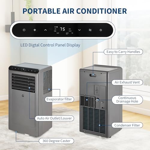 Vossfamul 8000 BTU Portable Air Conditioner with Remote and LED Control