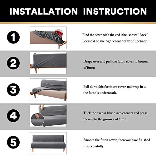 PrinceDeco Stretch Armless Futon Cover Gray