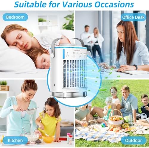 Portable Air Conditioner with 4-Speed Wind and 700ml Water Tank