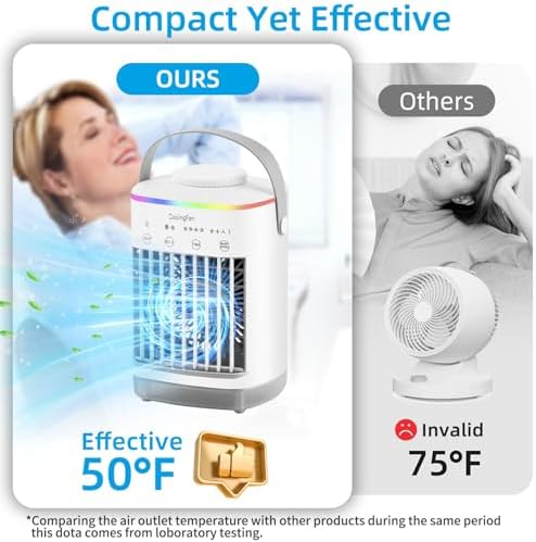 Portable Air Conditioner with 4-Speed Wind and 700ml Water Tank